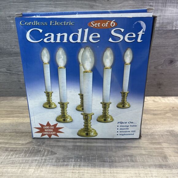 Cordless Electric Candle Set Of 6 Window Decor Lights Mantle Table Vintage Y2K - Picture 1 of 9